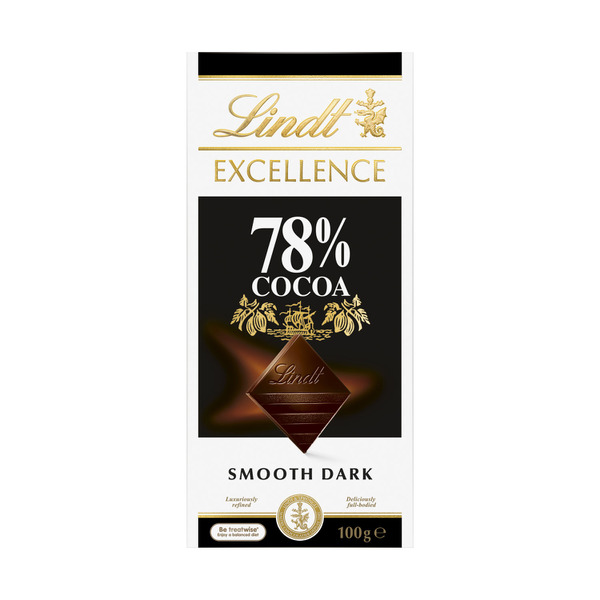 Calories in Lindt Excellence 78% Cocoa Dark Chocolate Block