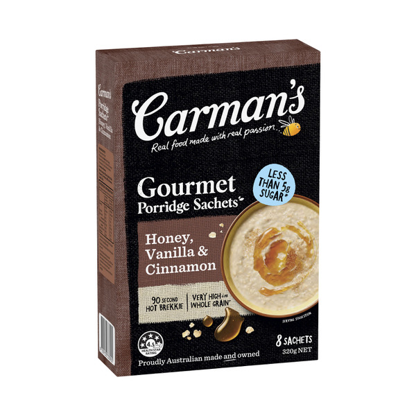 Carman's Porridge Sachets Honey Vanilla & Cinnamon 8 Pack