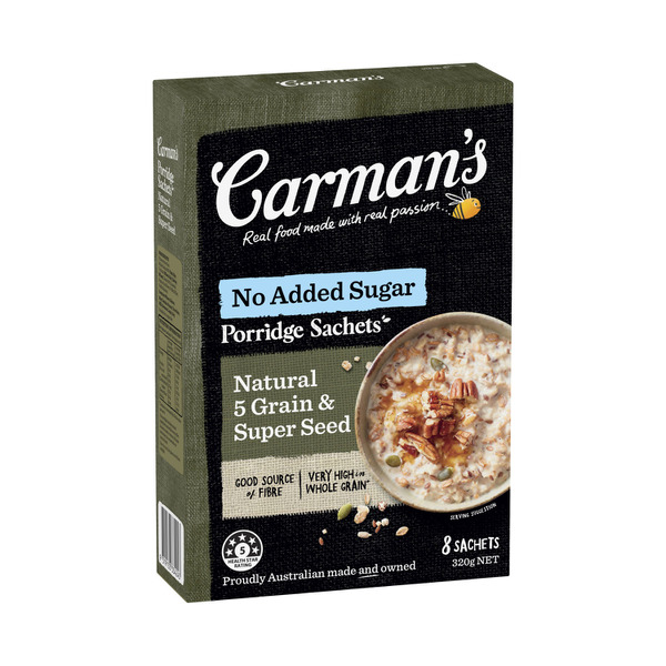 Carman's Porridge Sachets Natural 5 Grain & Super Seed 8 Pack