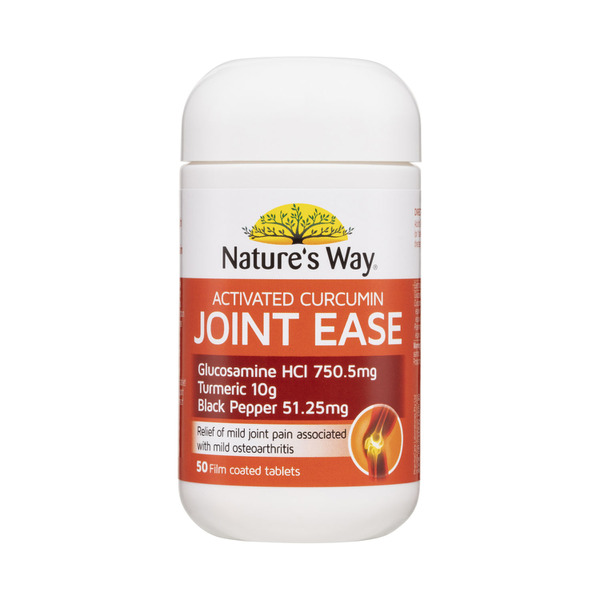 Nature's Way Activated Curcumin Joint Ease Glucosamine 750mg & Turmeric 10000mg 50 Tablets | 1 pack