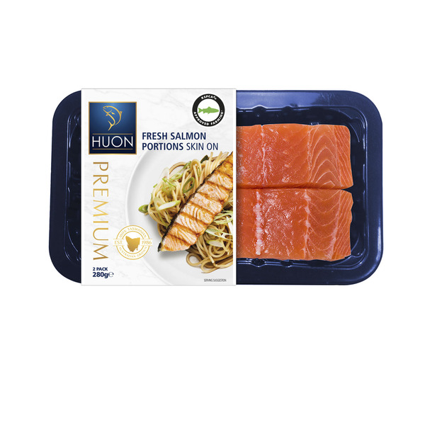 Huon Premium Fresh Tasmanian Salmon Portions Skin On 2 pack | 280g