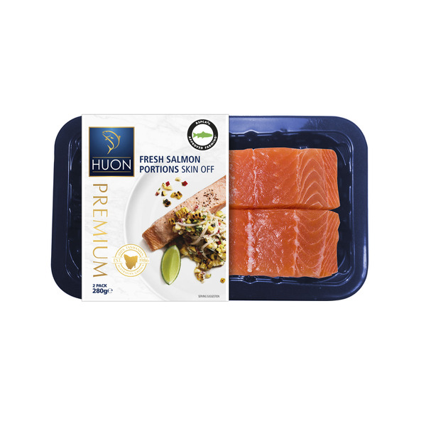 Huon Premium Fresh Tasmanian Salmon Portions Skin Off 2 Pack | 280g