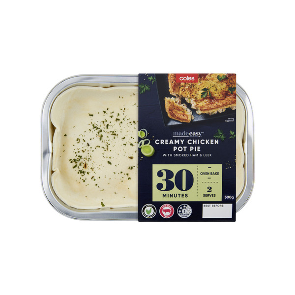 Buy Coles Made Easy Creamy Chicken Pot Pie With Smoked Ham & Leek 500g ...