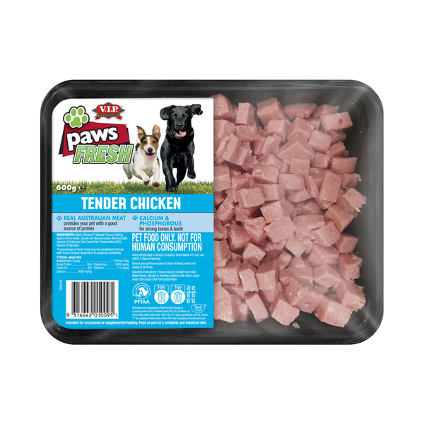 V.I.P Paws Adult Chilled Fresh Dog Food Reg Diced Tender Chicken | 600g