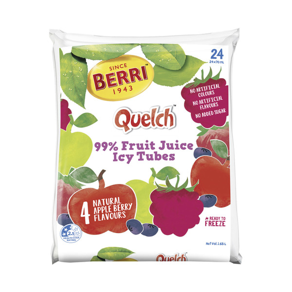Calories in Berri Quelch Apple Berry Fruit Juice Icy Tubes 24 pack