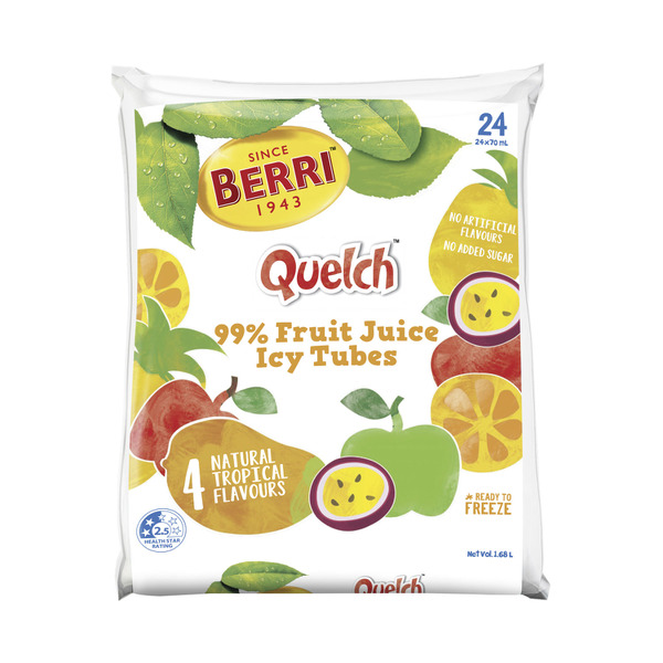 Calories in Berri Quelch Tropical Fruit Juice Icy Tubes 24 pack