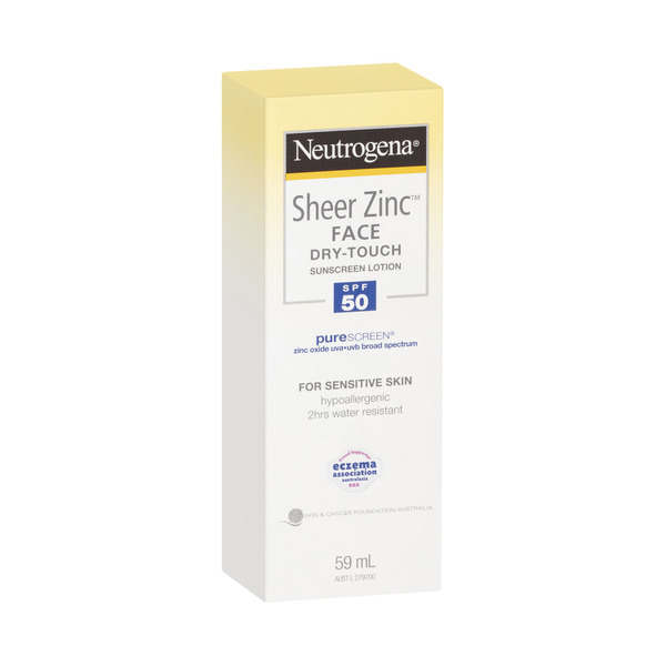 Neutrogena Sheer Zinc Fragrance Free Face Dry Touch Sunscreen Lotion SPF 50