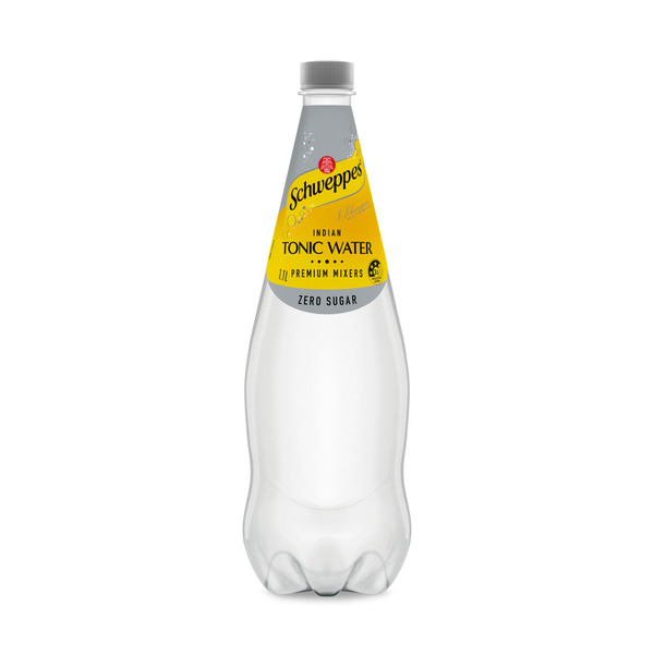 Schweppes Zero Sugar Classic Mixers Indian Tonic Water Bottle 1.1L