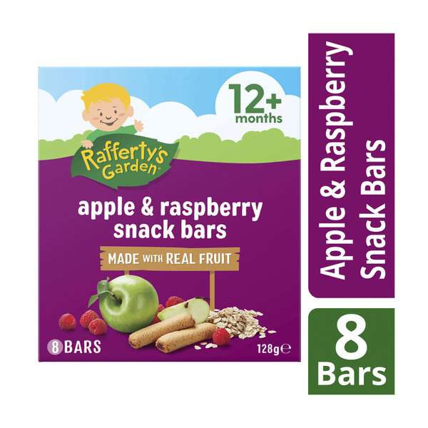 Rafferty's Garden Apple & Raspberry Snack Bars with Real Fruit Baby Food Snack 12+ Months | 128g