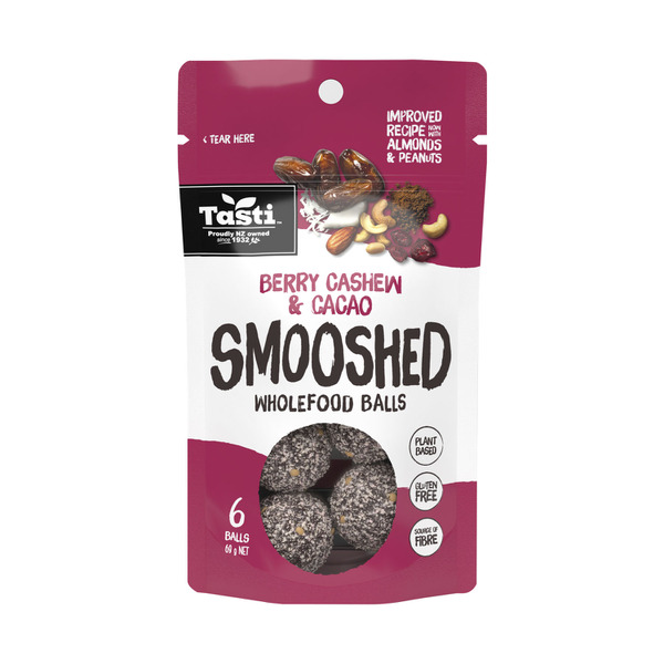 Tasti Berry Cashew & Cacao Smooshed Wholefood Balls 6 pack