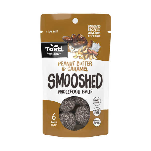 Tasti Peanut Butter & Caramel Smooshed Wholefood Balls 6 pack