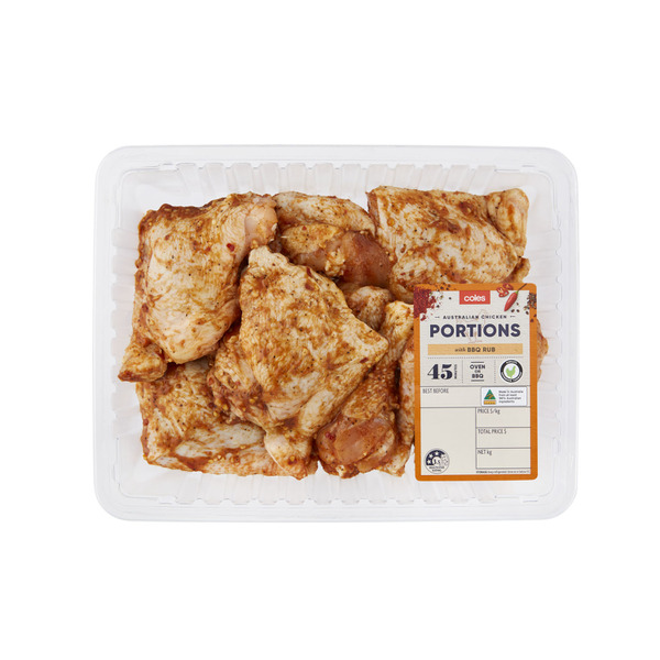 COLES RSPCA CHICKEN PORTIONS WITH BBQ RUB