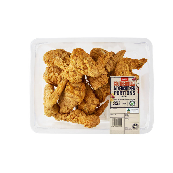 Calories in Coles RSPCA Approved Chicken Mixed Portions Southern Fried