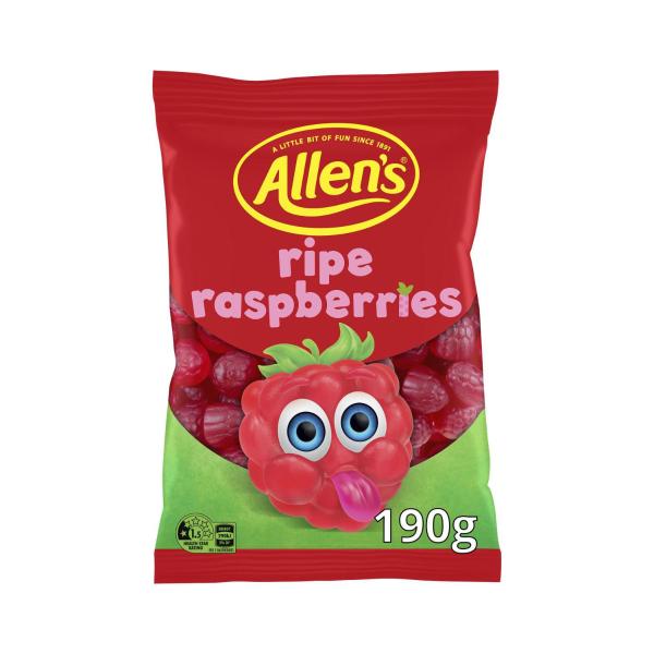 Allen's Lollies Ripe Raspberries Lolly Bag 190g