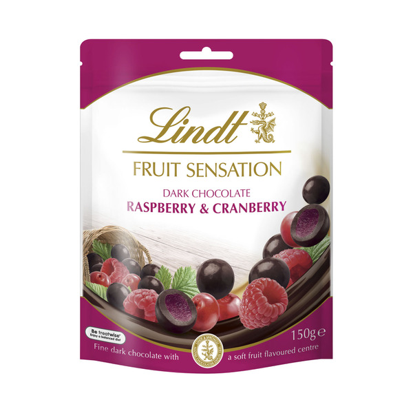 Calories in Lindt Fruit Sensation Raspberry & Cranberry Dark Chocolate Bag