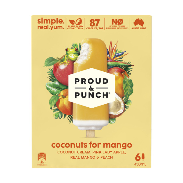 Buy Proud & Punch Coconuts For Mango Frozen Dessert 6 Pack 450mL | Coles