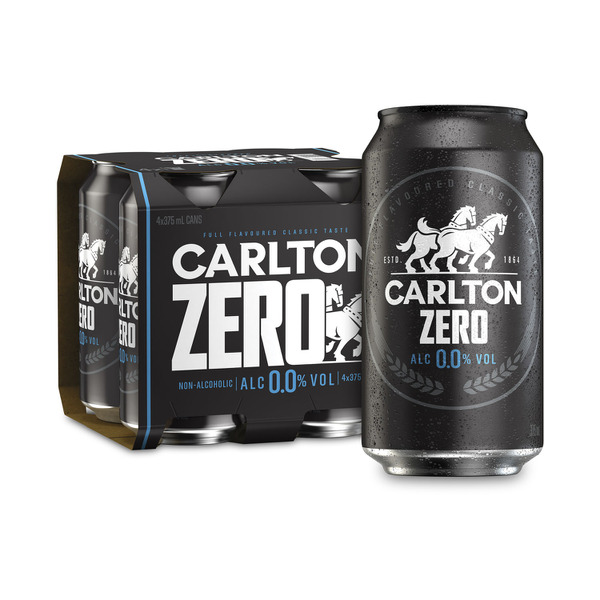 Carlton Zero Alcohol Beer Cans 4x375mL | 4 pack