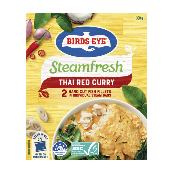 Calories in Birds Eye Frozen Steam Fresh Fish Fillets With Thai Red Curry Sauce 2 Pack