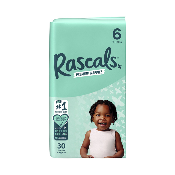 Rascals Premium Nappies Size 6 (15-20kg)