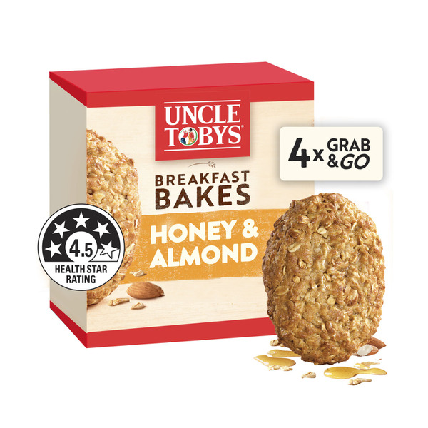 Calories in Uncle Tobys Breakfast Bakes Honey and Almond Oats 4 pack