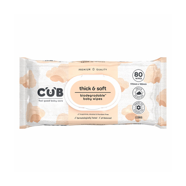 CUB Gentle Care Premium Thick & Soft Fragrance Free Baby Wipes | 80 pack