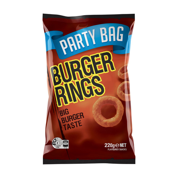 Burger Rings Burger Snacks Party Size Bag