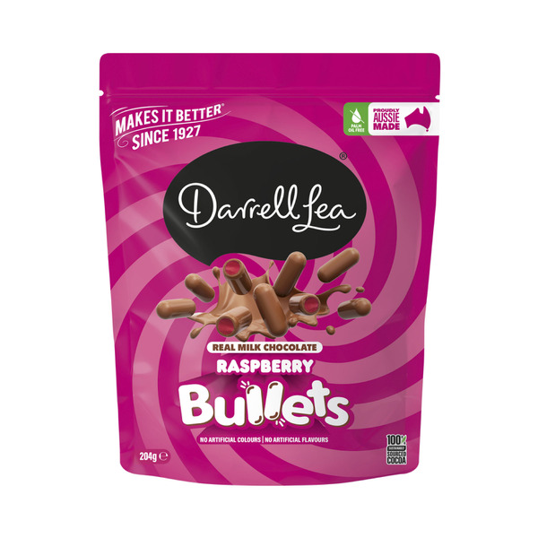 Darrell Lea Milk Chocolate Raspberry Bullets 204g