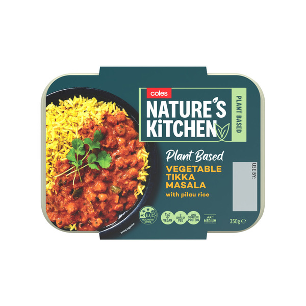 Coles Nature'S Kitchen Vegetable Tikka Masala And Pilau Rice | 350g