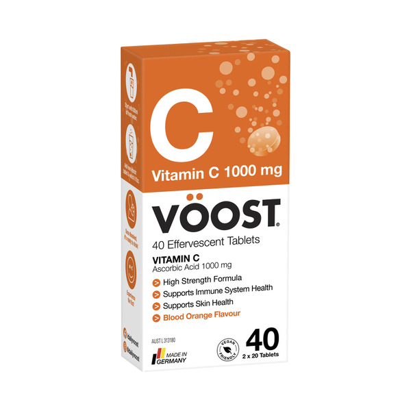 Voost Vitamin C 1000mg 40 Blood Orange Effervescent Tablets