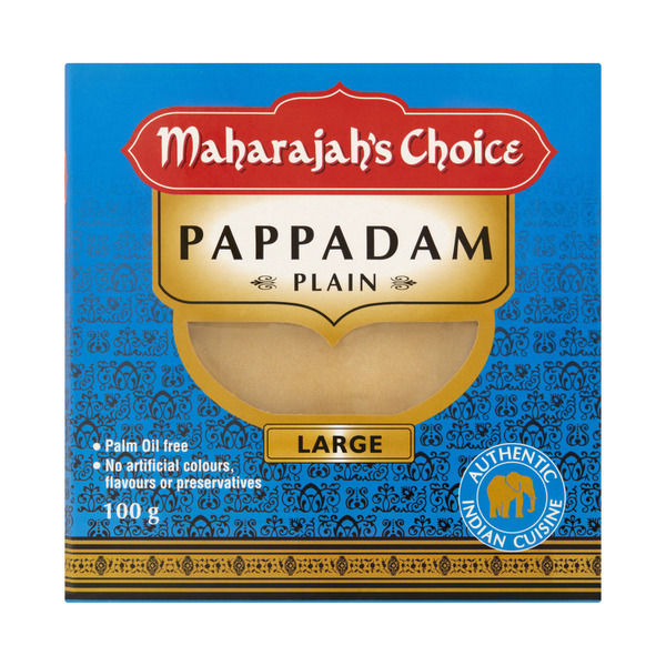 Maharajah's Choice Large Plain Pappadams 100g