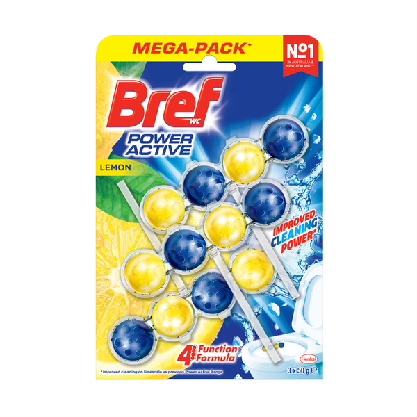 Bref Power Active Rim block Toilet Cleaner Juicy Lemon Triple Pack 3x50g