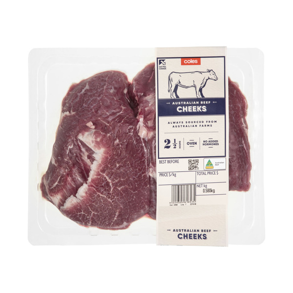 Buy Coles No Added Hormone Beef Cheeks approx. 500g Coles