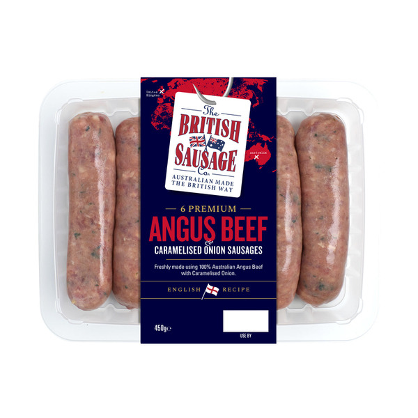 The British Sausage Co. Premium Angus Beef & Caramelised Onion Sausages 6 pack | 450g