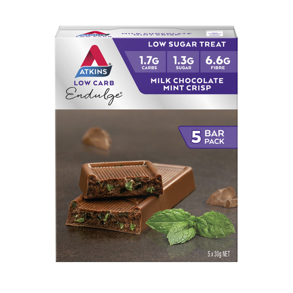 Low Carb Endulge Bar Milk Chocolate Mint Crisp 5X30g