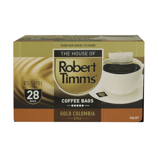 Robert Timms Gold Colombia Coffee Bags Strong 160g