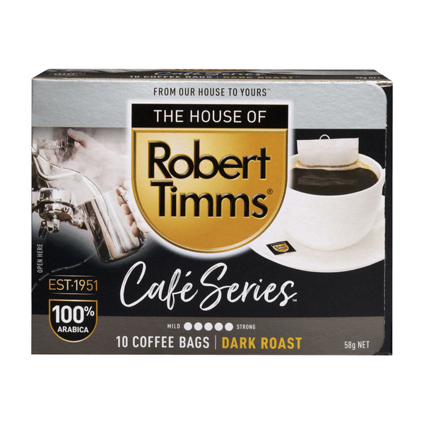 Buy ROBERT TIMMS CAFE SERIES COFFEE BAGS ARABICA DARK | Coles