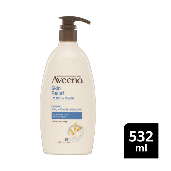 Aveeno Skin Relief Gentle Fragrance Free Body Wash Relieve Extra Dry Itchy Sensitive Skin Ph-Balanced Cleanser