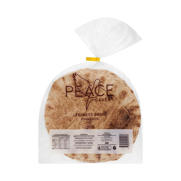 Peace Bakery Lebanese Bread Wholemeal 6 pack | 500g