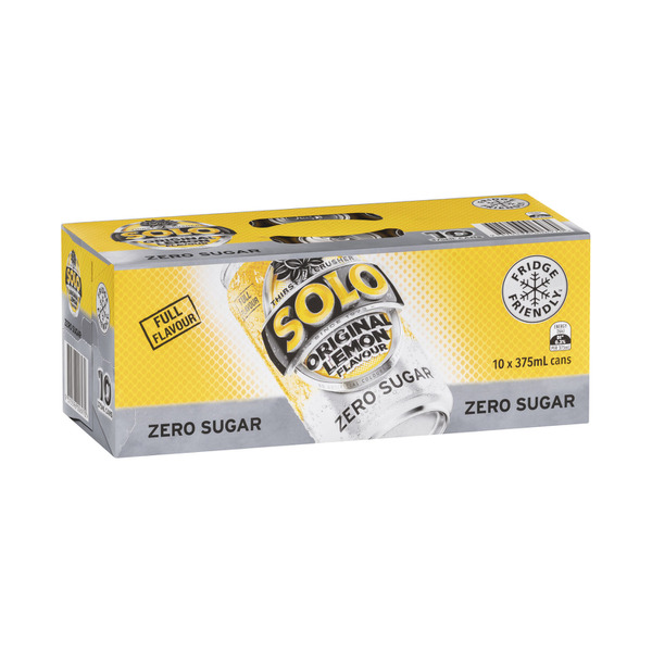 Calories in Solo Zero Sugar Lemon Soft Drink Can 10x375mL
