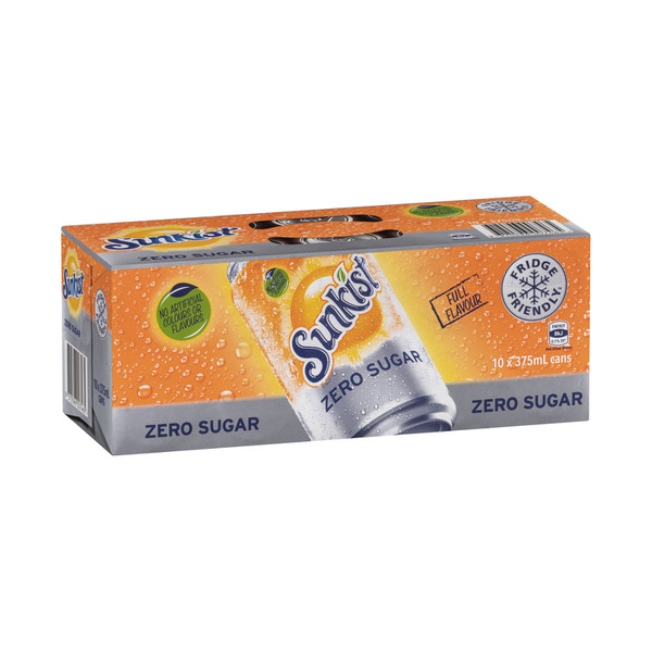 Sunkist Soft Drink Zero Sugar Orange 10x375mL