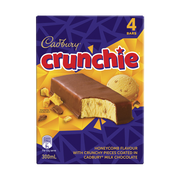 Cadbury Crunchie Honeycomb Flavour Ice Cream Bar 4 Pack