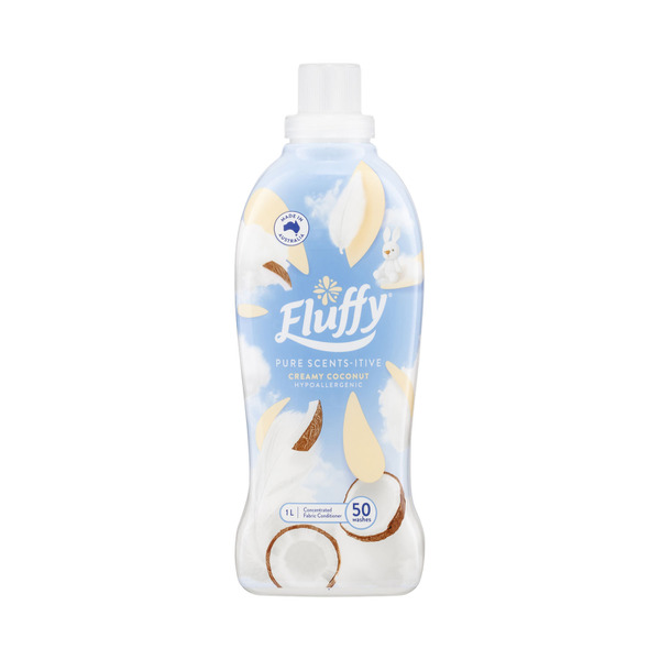 Fluffy Concentrate Liquid Fabric Softener Conditioner Pure Scents-itive Creamy Coconut Hypoallergenic