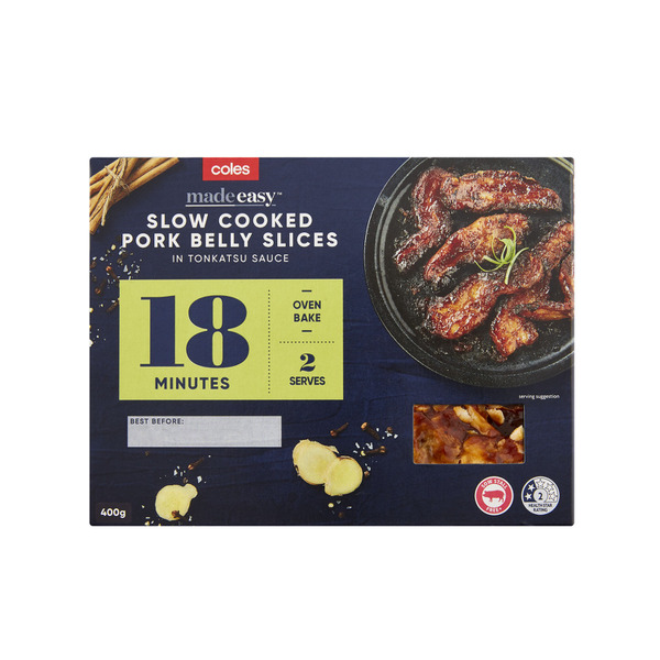 Coles Made Easy Slow Cooked Pork Belly Slices In Tonkatsu Sauce | 400g
