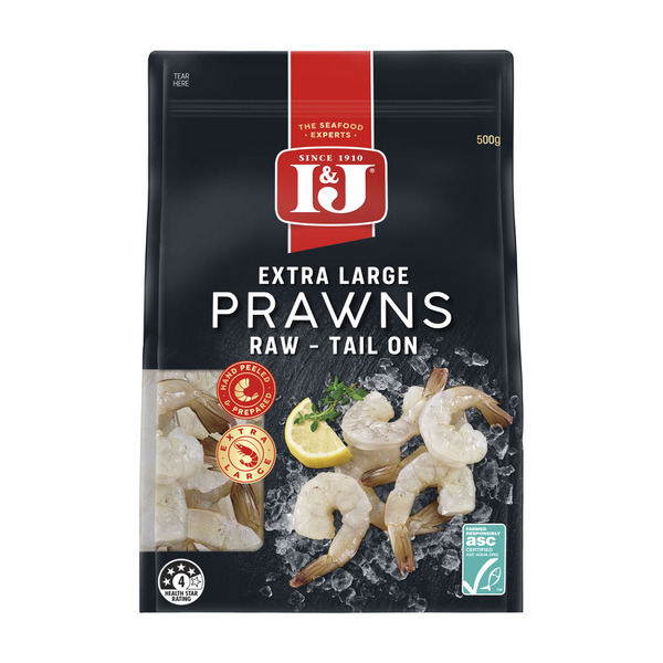 I&J Frozen Raw Prawns Tail On Extra Large