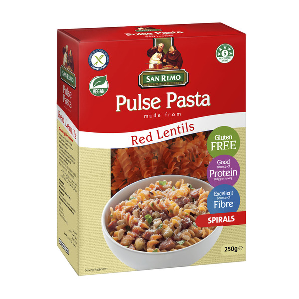 Calories in San Remo Red Lentils Spirals Pulse Pasta