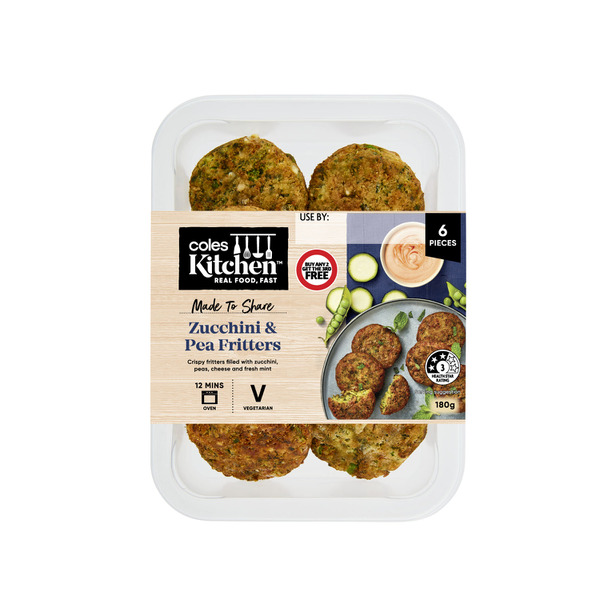 Buy Coles Kitchen Zucchini & Pea Fritters 180g | Coles