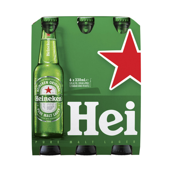 Buy Heineken Bottle 330mL 6 Pack | Coles