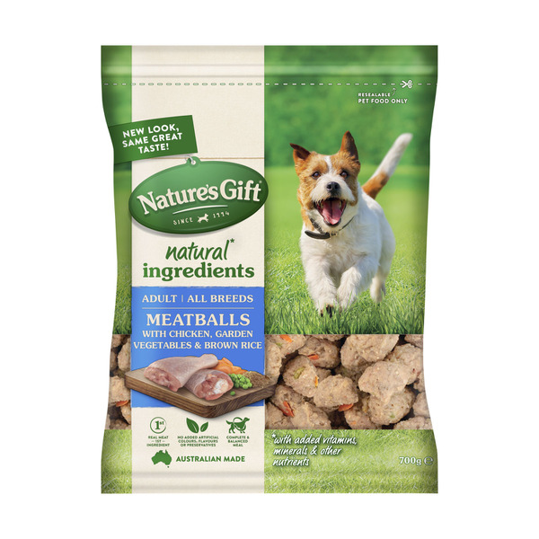 Nature's Gift Adult Chilled Fresh Dog Food Meatballs With Chicken Brown Rice & Garden Vegetables | 700g