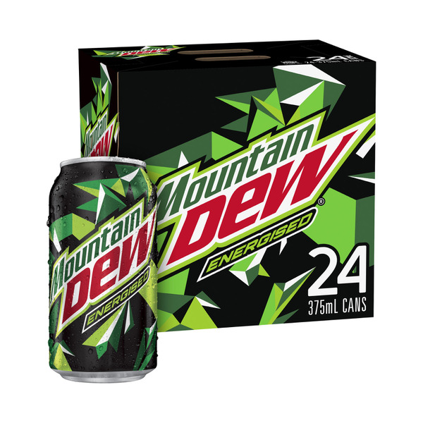 Mountain Dew Energised Soft Drink Multipack Cans 375mL x 24 Pack 24 pack