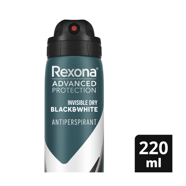 Rexona Men Antiperspirant Aerosol Advanced Invisible Dry Black & White Deodorant | 220mL